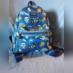 Loungefly Blue Star Wars Kids Mini Backpack with Character Icons